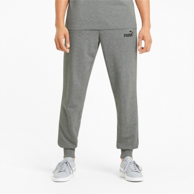 Puma Jogginghose Freizeit Essential Logo (Mischgewebe) lang hellgrau Herren